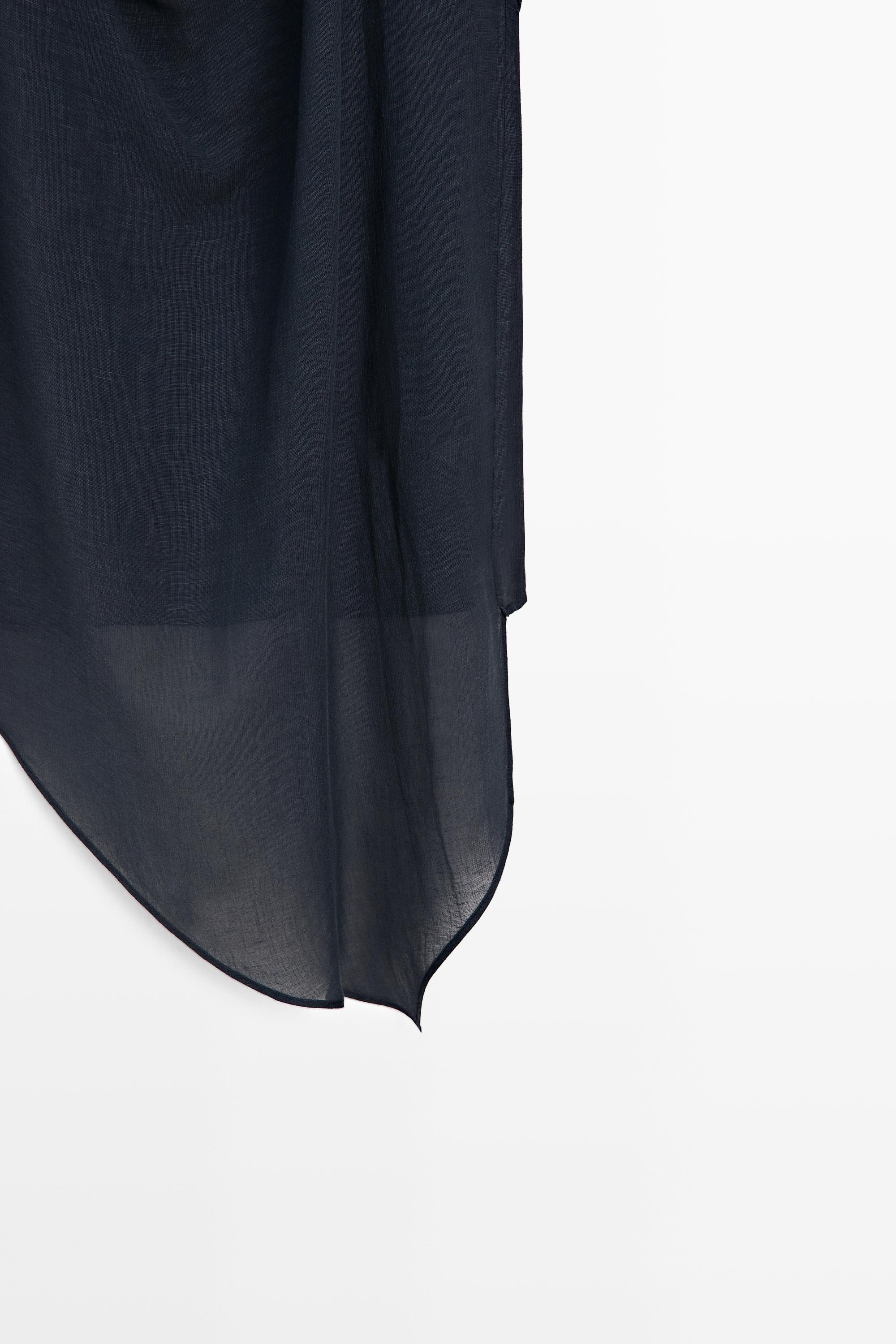Asymmetric linen blend top